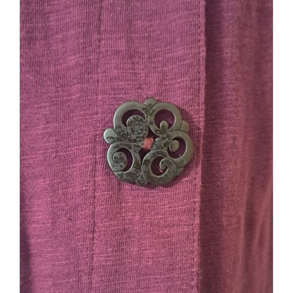 Soft Surroundings Women's M Burgundy 3/4 Sleeve Decorative Buttons/Snaps Tunic - Picture 10 of 13